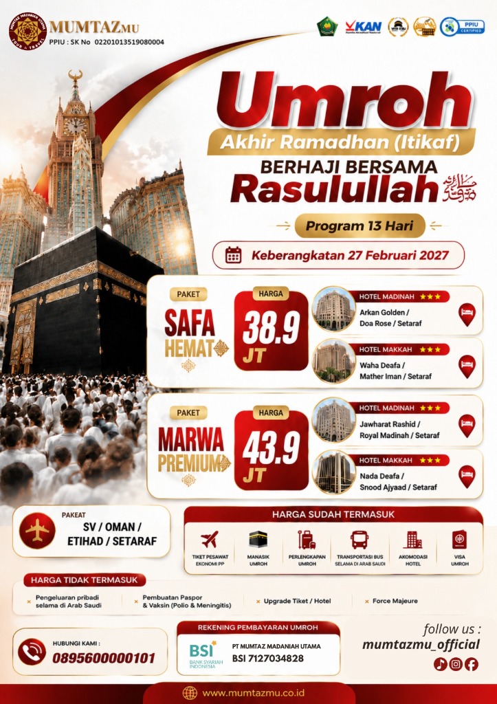 UMROH AKHIR RAMADHAN (ITIKAF) - MARWA PREMIUM